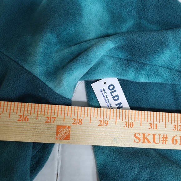 Old Navy Go Warm Cropped Sweatshirt XXL Teal Blue Tie Dye Fleece Mock Neck - Picture 5 of 7